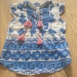 Bell Blue & White Sleeveless Top
